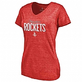 Women's Houston Rockets Nostalgia Tri Blend V Neck T-Shirt Red FengYun